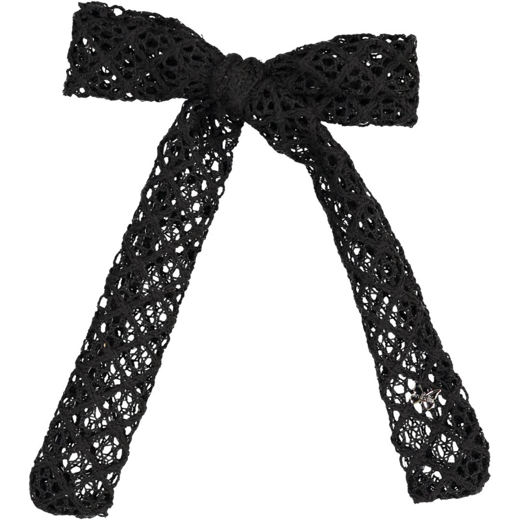 Vintage Net Large Skinny Bow Clip - Black