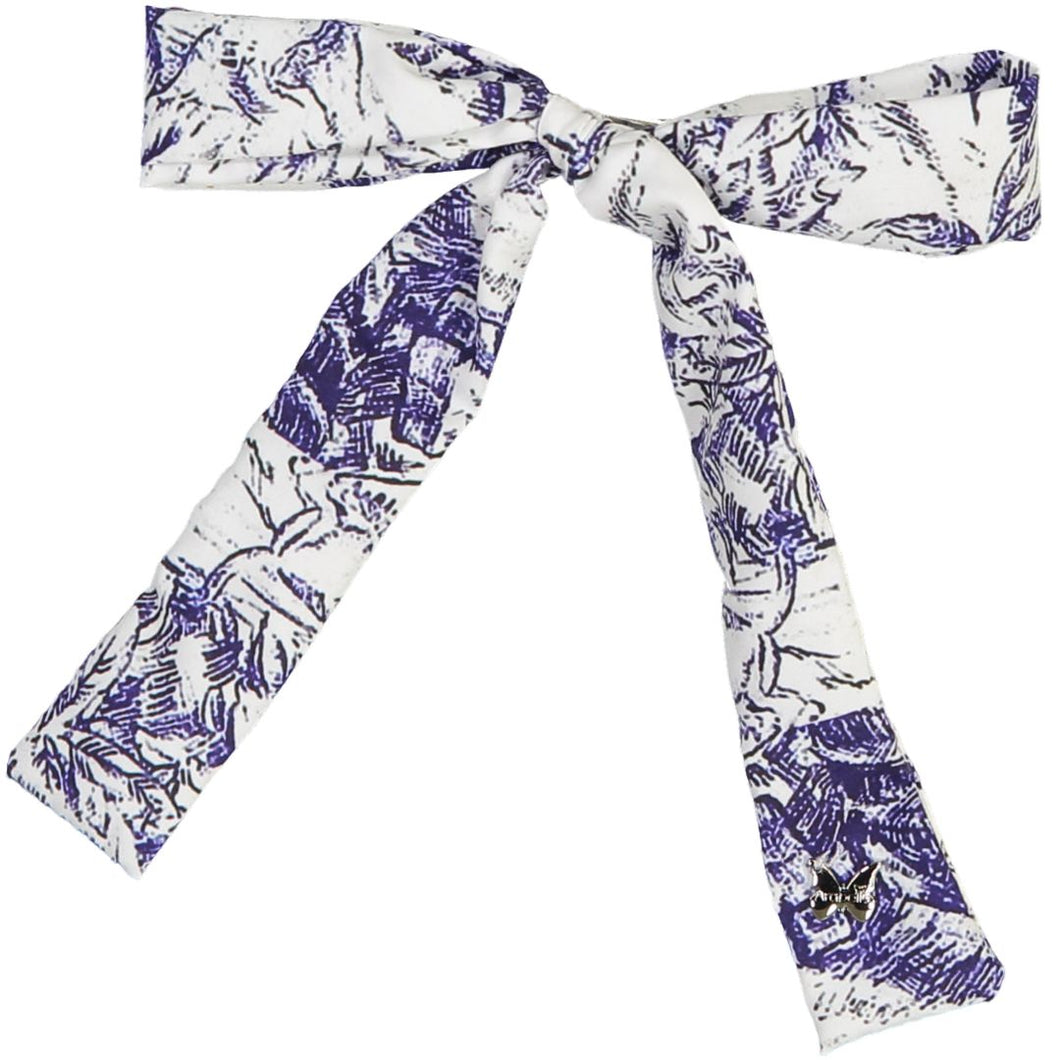 Toile Large Skinny Bow Clip - Royal