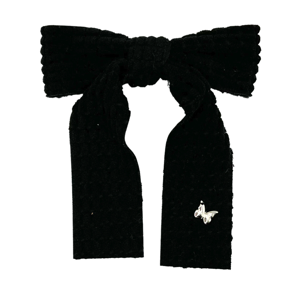 Quilted Velour Medium Clip - Black
