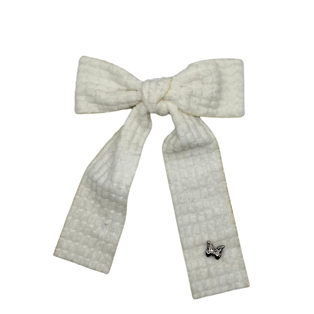 Quilted Velour Medium Clip - Winter White