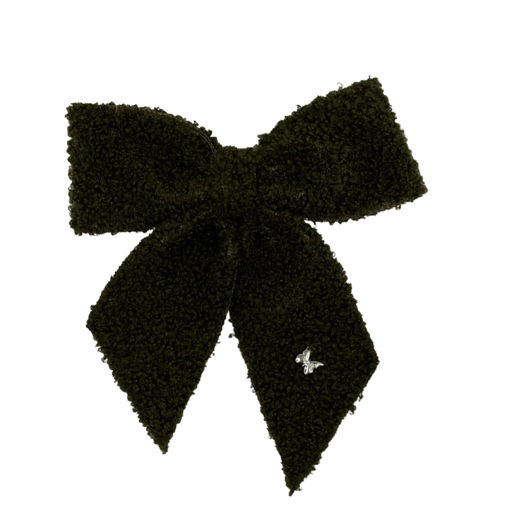 Teddy Large Bow Clip - Evergreen