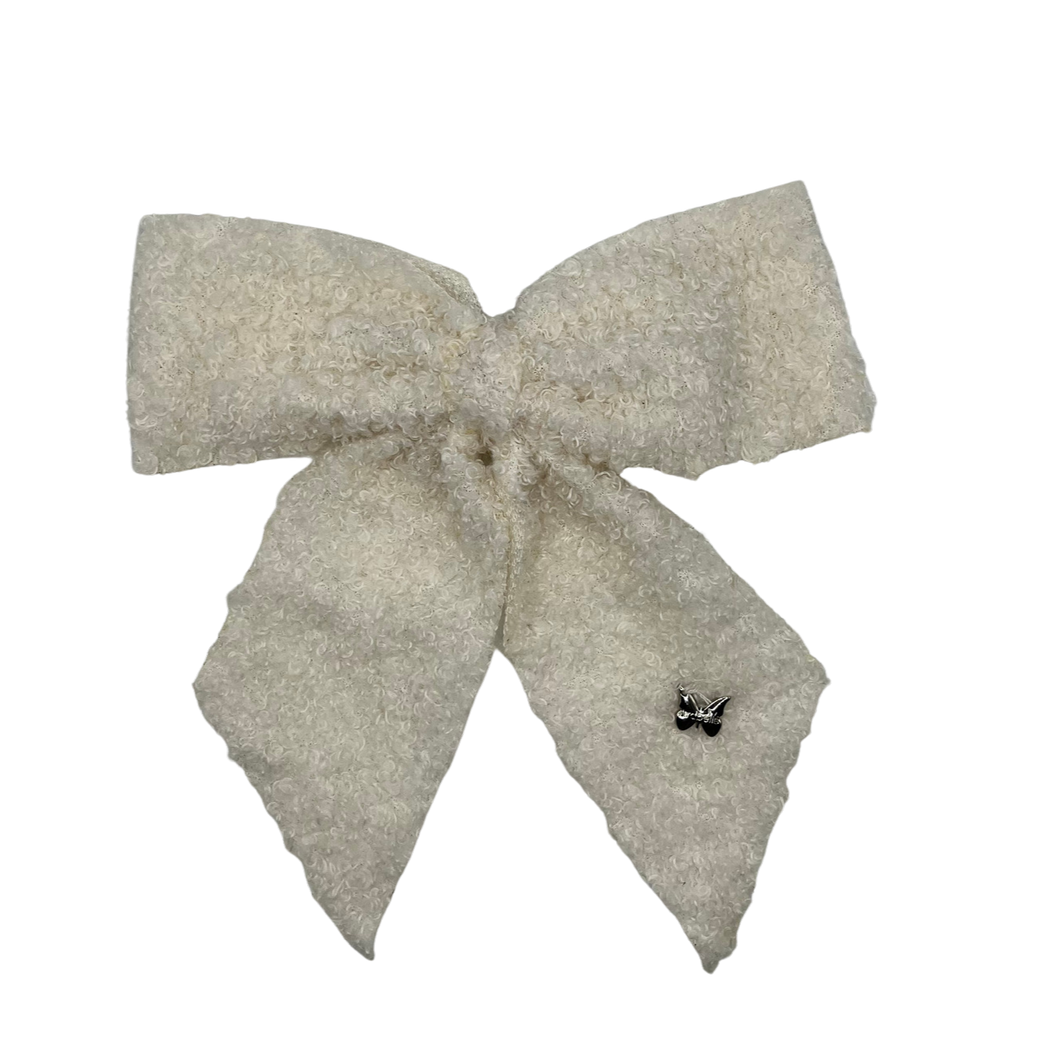 Teddy Large Bow Clip - Winter White