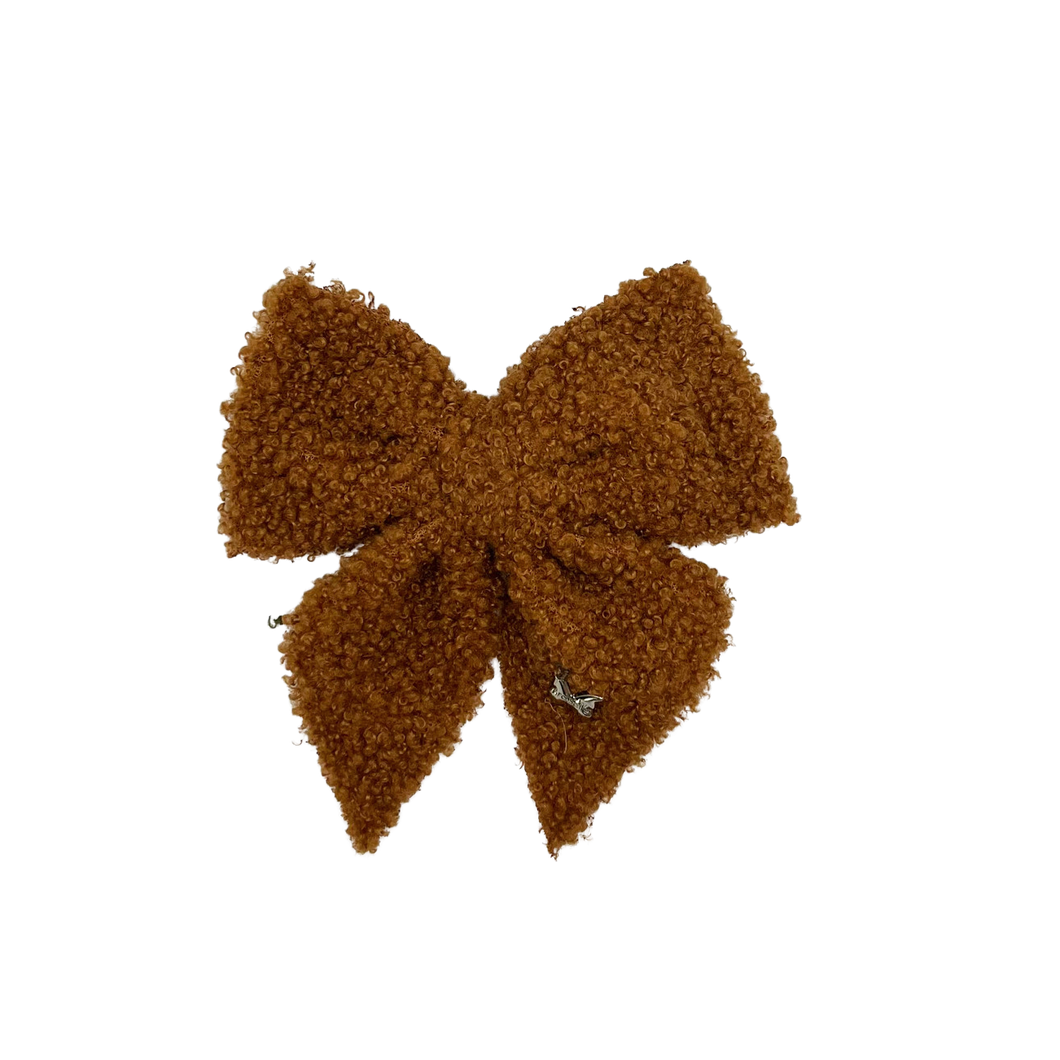 Teddy Medium Bow Clip - Caramel