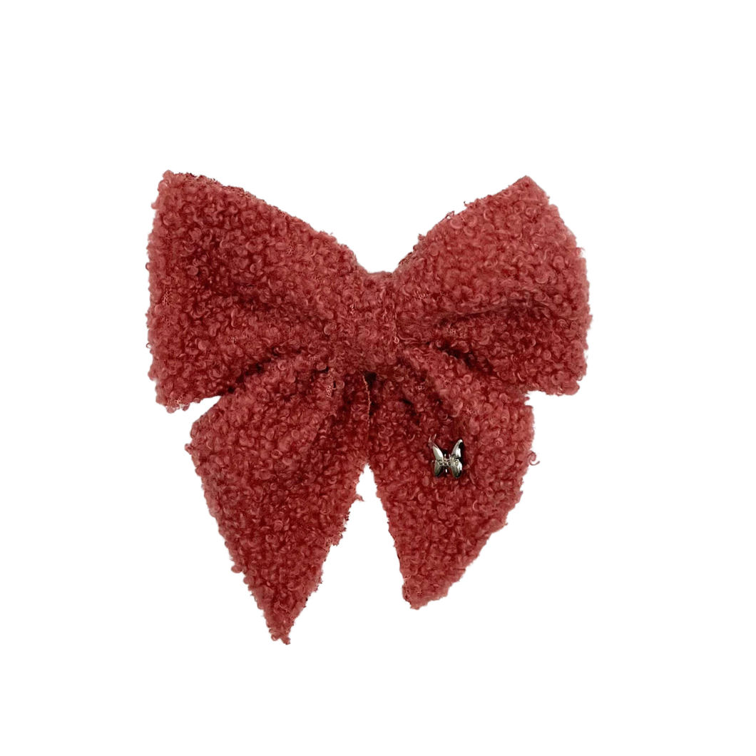 Teddy Medium Bow Clip - Mauve