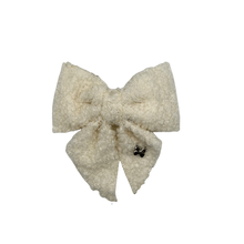 Load image into Gallery viewer, Teddy Medium Bow Clip - Winter White
