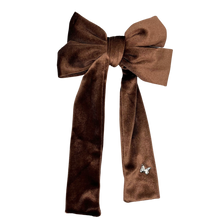 Load image into Gallery viewer, Velvet Bow Clip - Mocha
