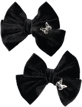 Load image into Gallery viewer, Velvet Mini Bow Clip Set - Black
