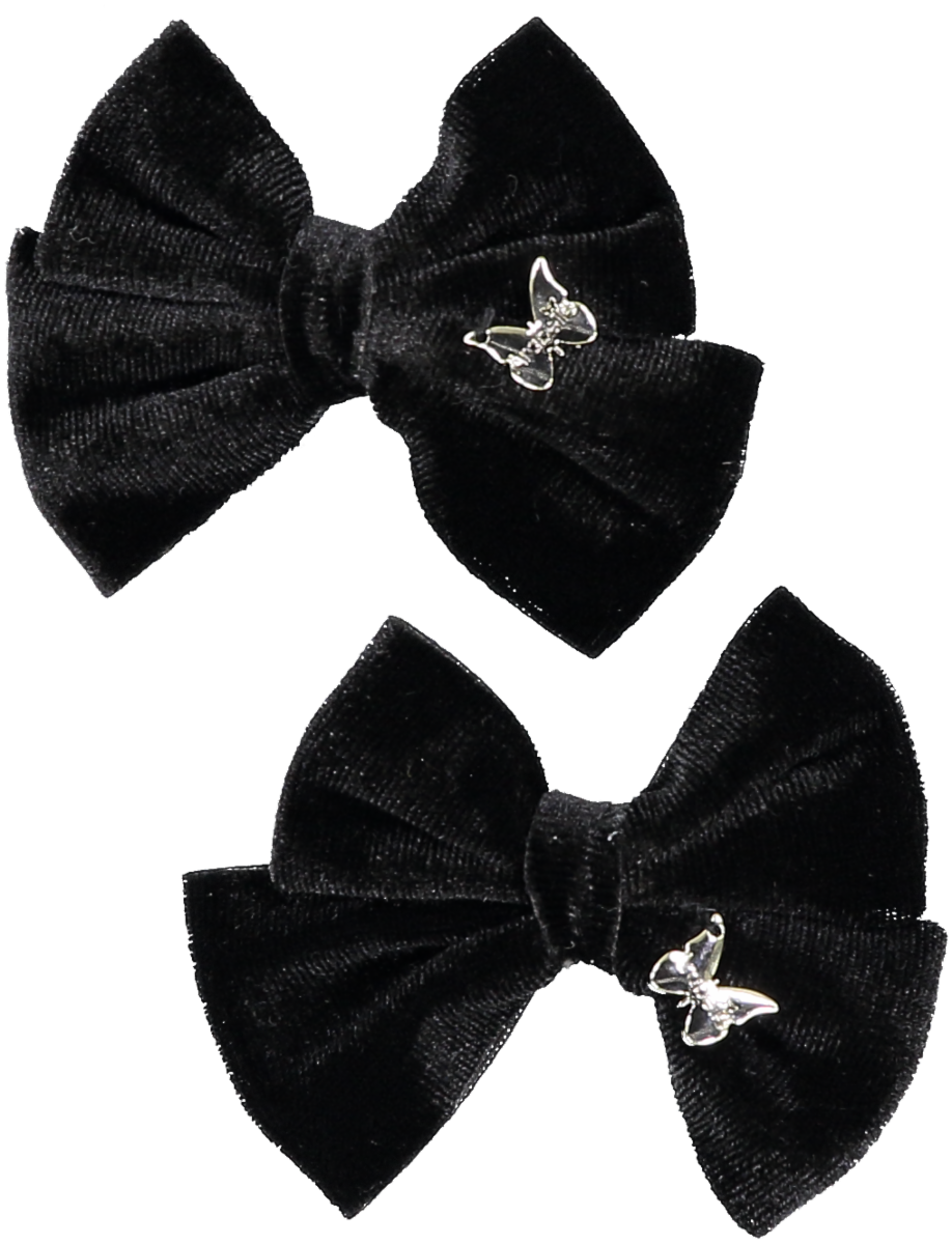 Velvet Mini Bow Clip Set - Black