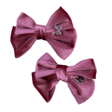Load image into Gallery viewer, Velvet Mini Bow Clip Set - Mauve

