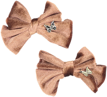 Load image into Gallery viewer, Velvet Mini Bow Clip Set - Mocha
