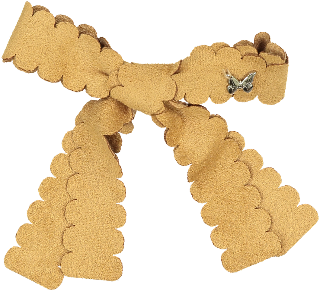Scalloped Edge Medium Clip - Luggage