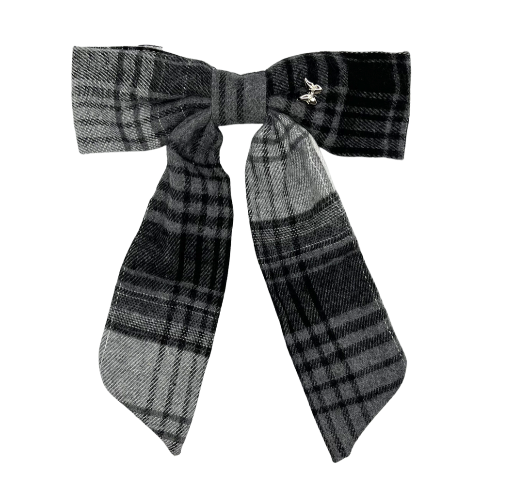 Plaid Large Clip - Black