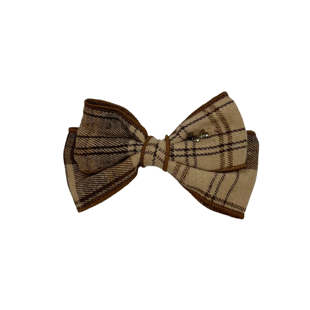 Plaid Medium Clip - Brown