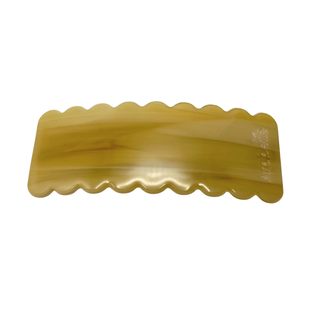 Resin Scalloped Edge Barette - Tan Lines