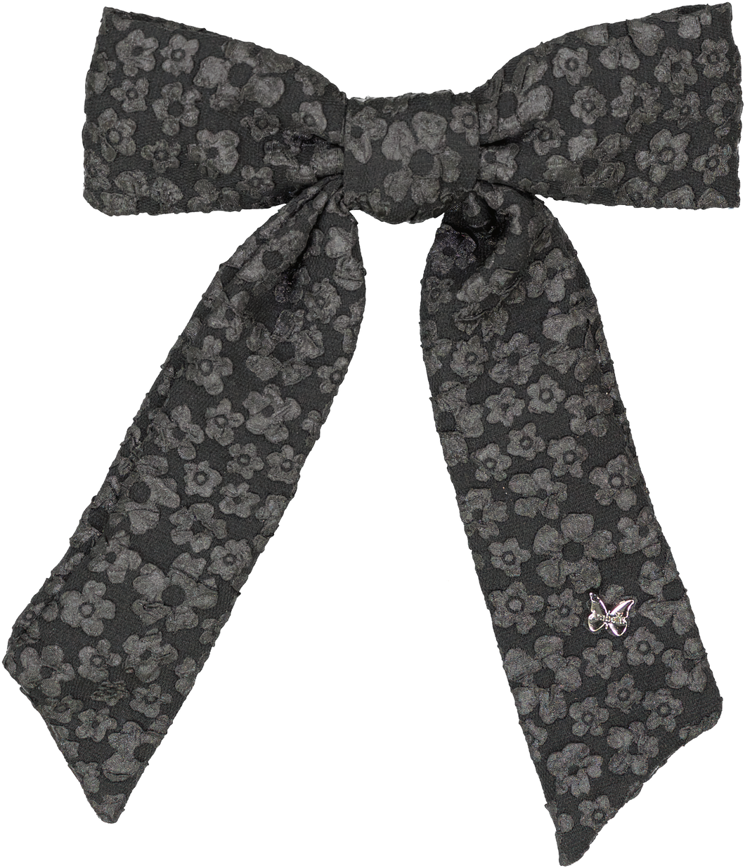 Textured Floral Large Clip - Black