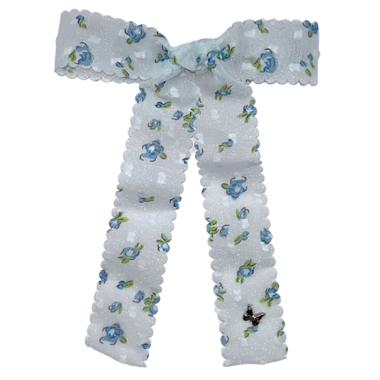 Mini Floral Large Clip- Blue