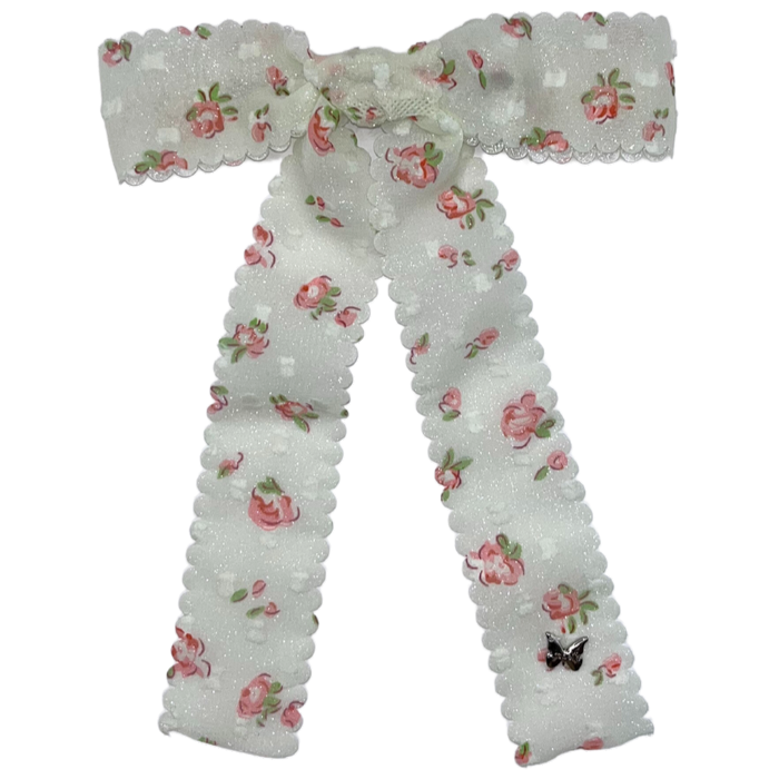 Mini Floral Large Clip- Red