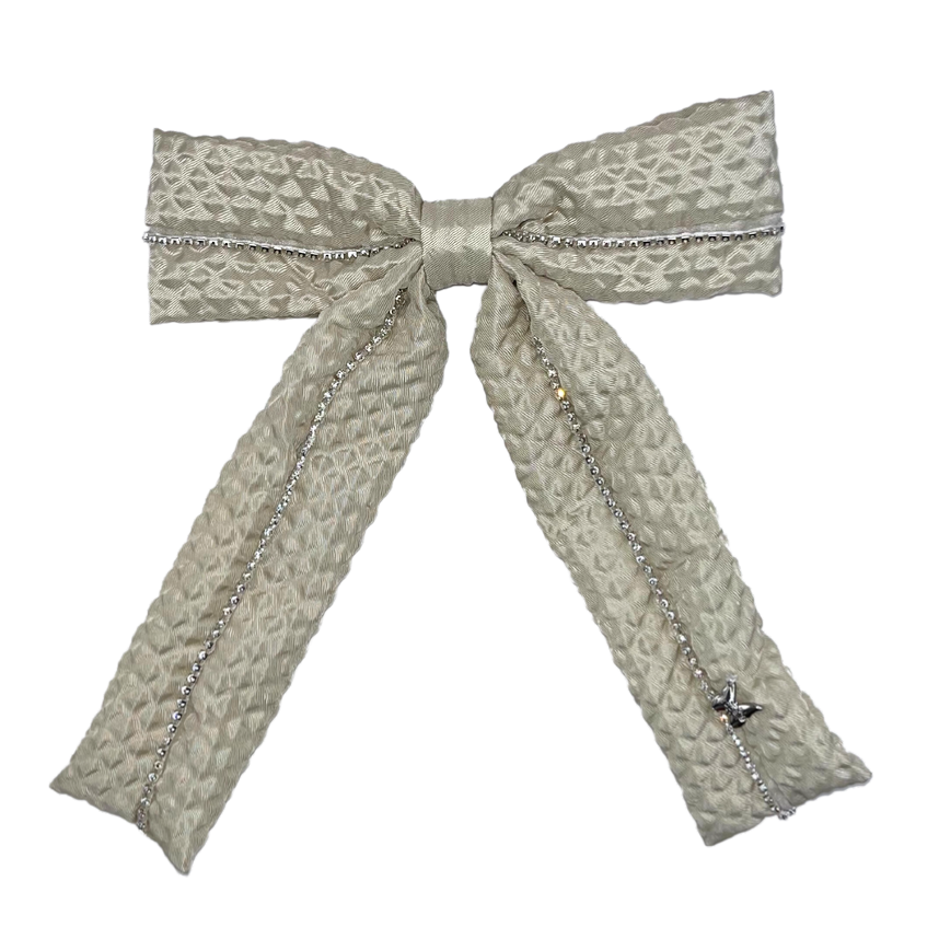 Quilted Diamond Lux Large Clip - Cream