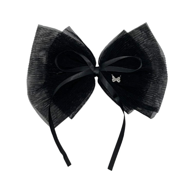 Pleated Tulle Large Clip - Black