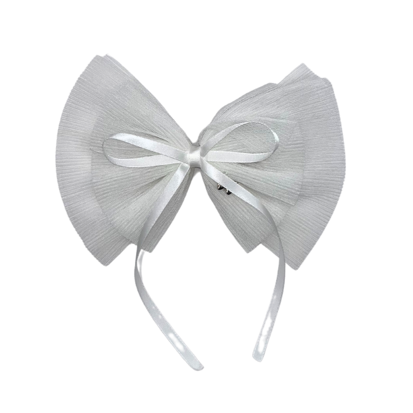 Pleated Tulle Large Clip - White