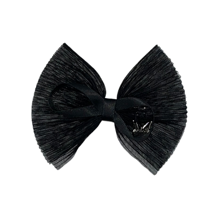 Pleated Tulle Small Clip - Black