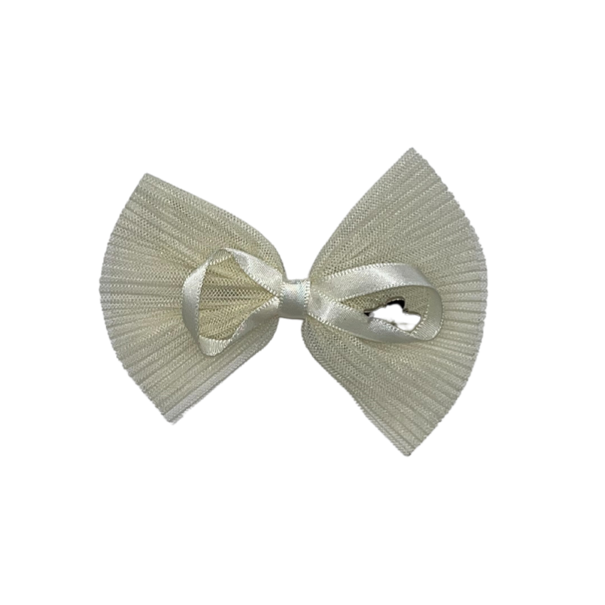 Pleated Tulle Small Clip - Ivory