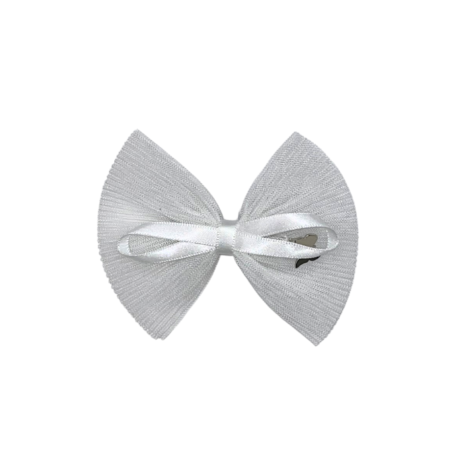 Pleated Tulle Small Clip - White