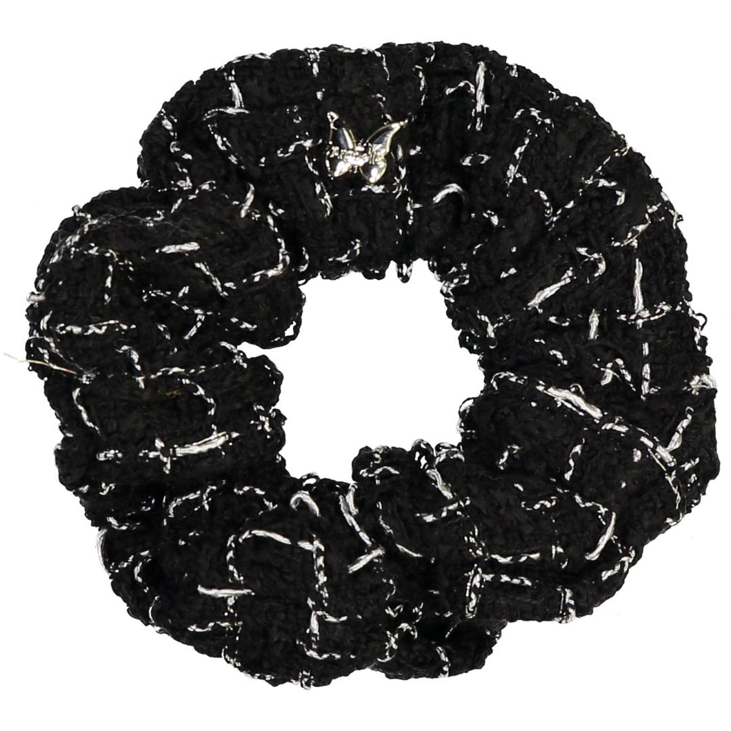 Tweed Large Scrunchie - Black