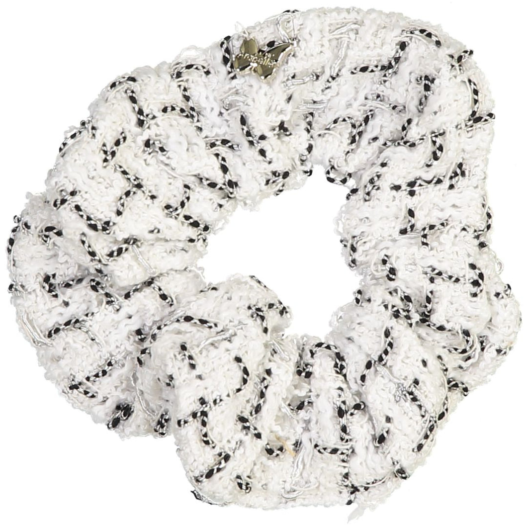 Tweed Large Scrunchie - White