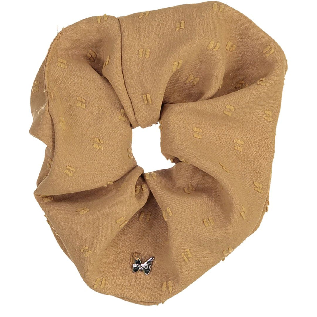 Swiss Dot Oversized Scrunchie - Caramel