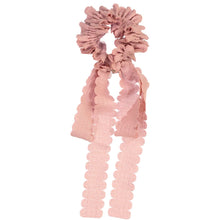 Load image into Gallery viewer, Gauze Scalloped Scrunchie with Skinny Bow - Mauve
