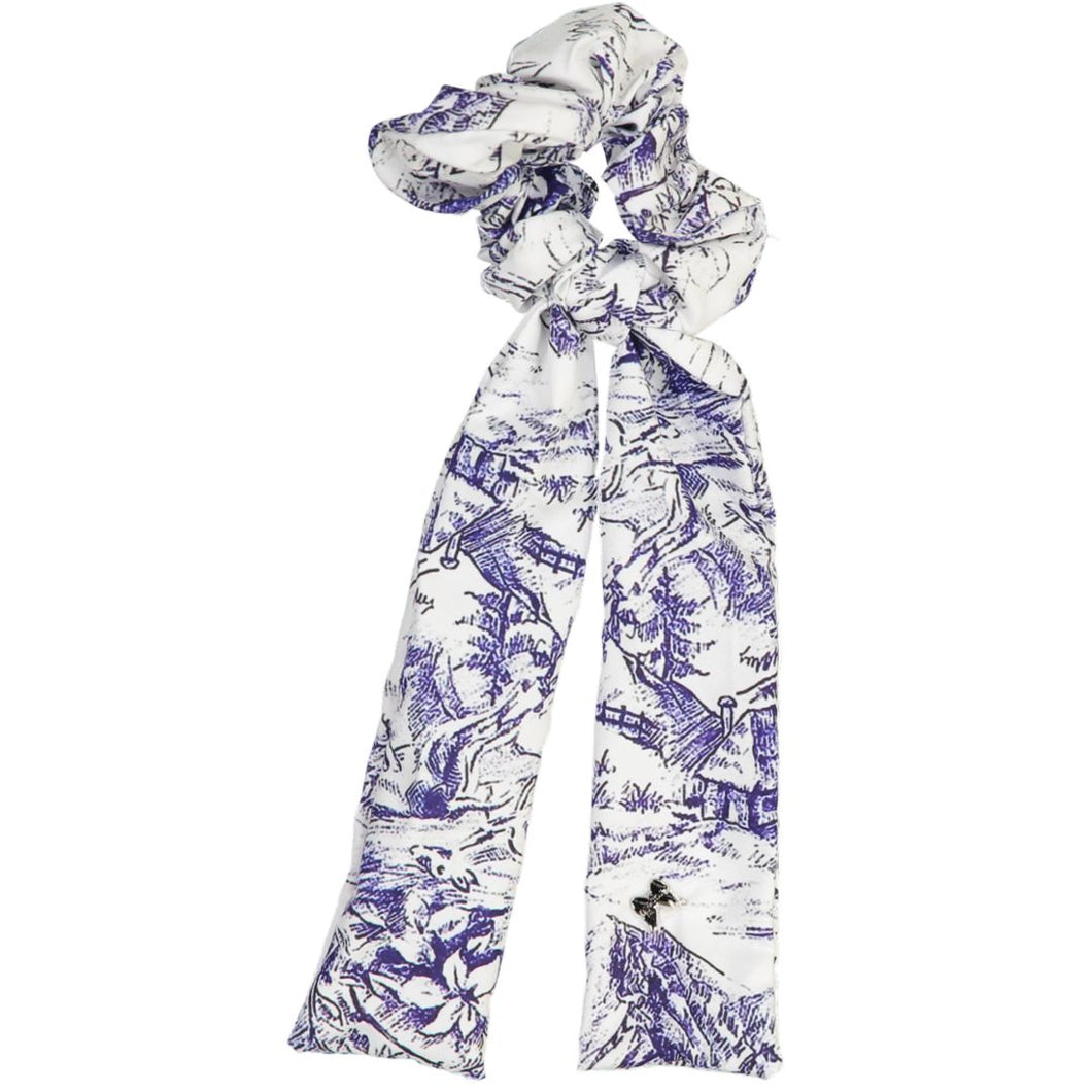 Toile Scrunchie with Tails - Royal