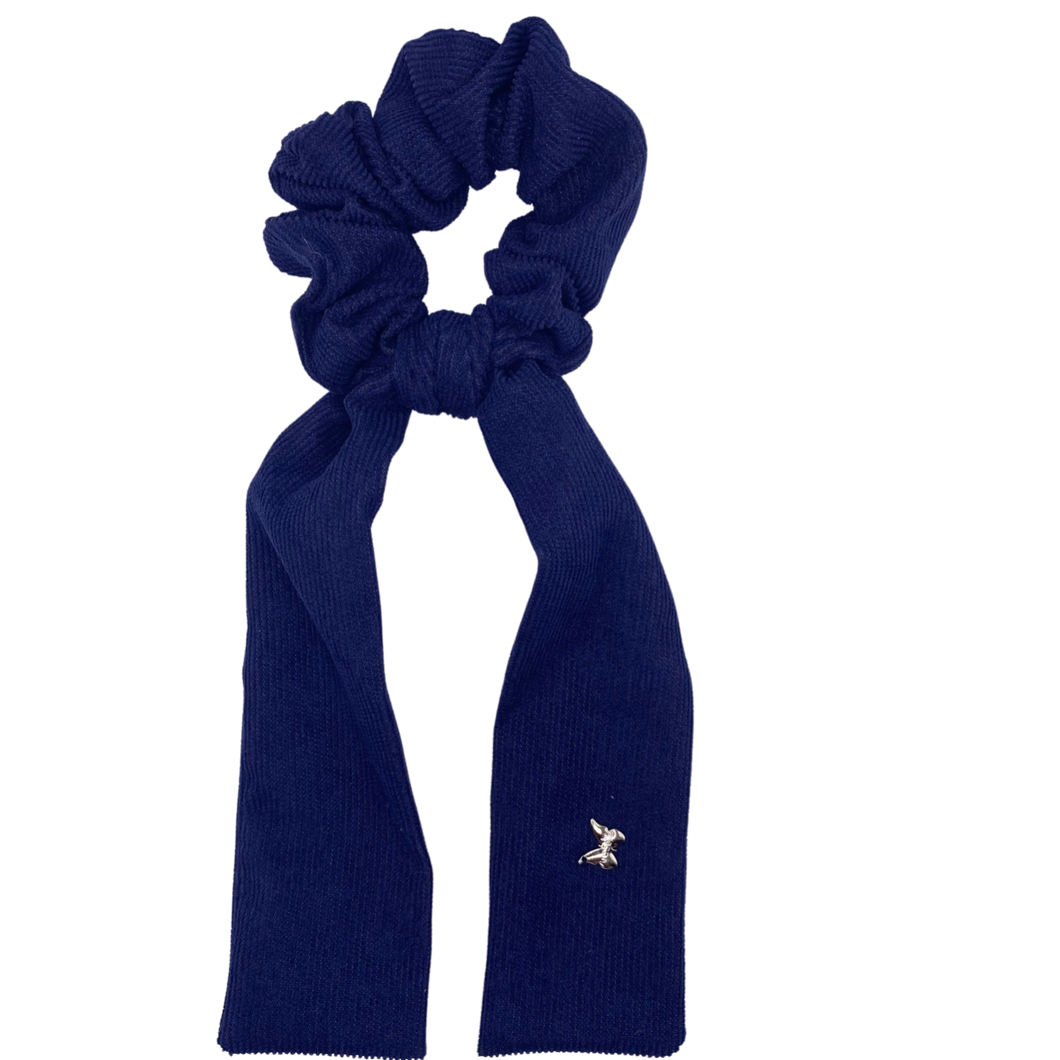 Corduroy Scrunchie with Tails - Navy