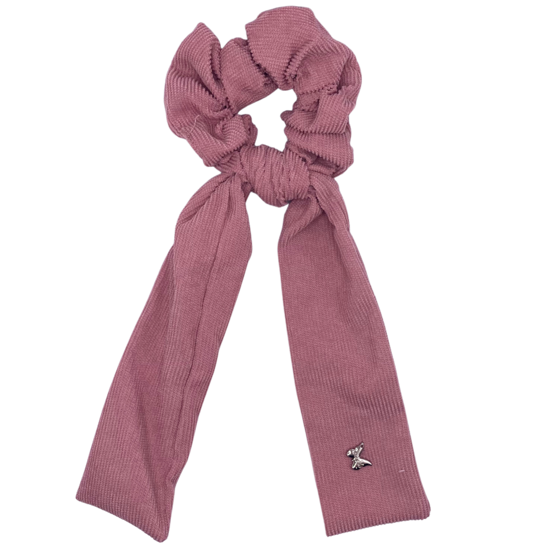 Corduroy Scrunchie with Tails - Rosewood