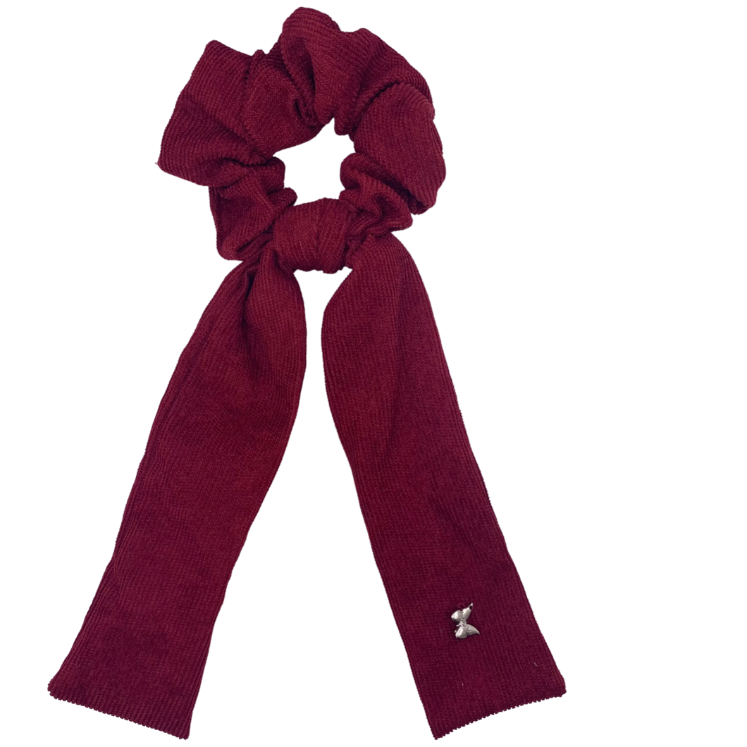Corduroy Scrunchie with Tails - Wine