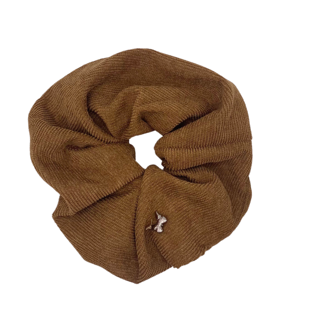 Corduroy Oversized Scrunchie - Light Walnut