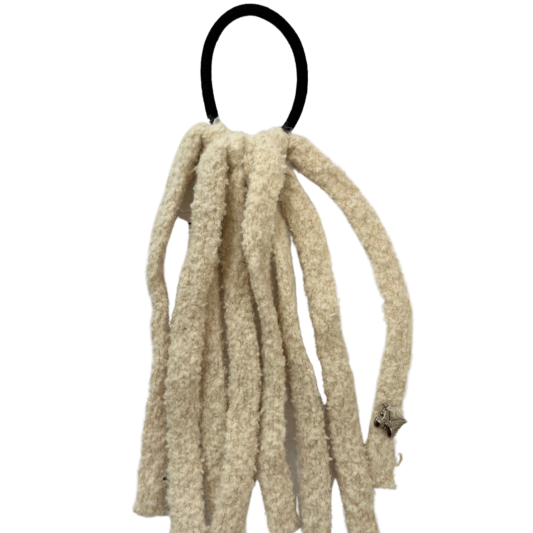 Chenille Pony with Strings - Winter White