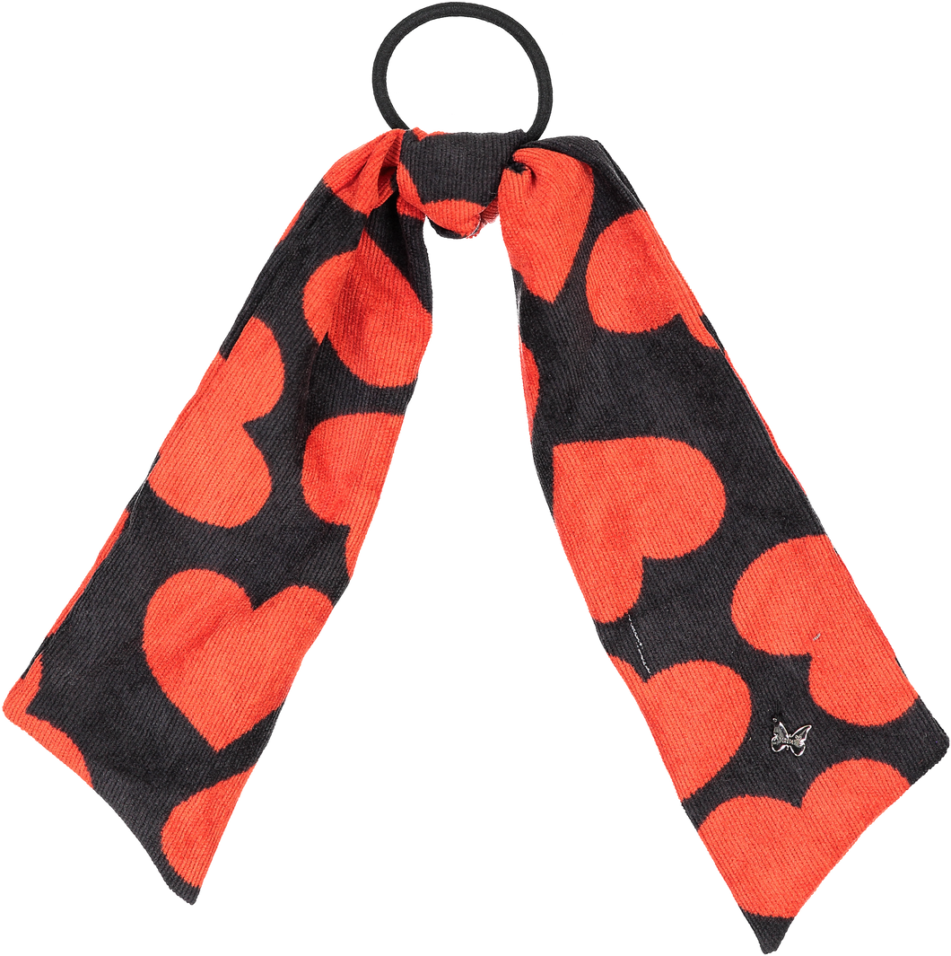 Heart Corduroy Pony with Tails - Black with Red Hearts
