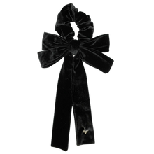Load image into Gallery viewer, Velvet Scrunchie with Bow - Black
