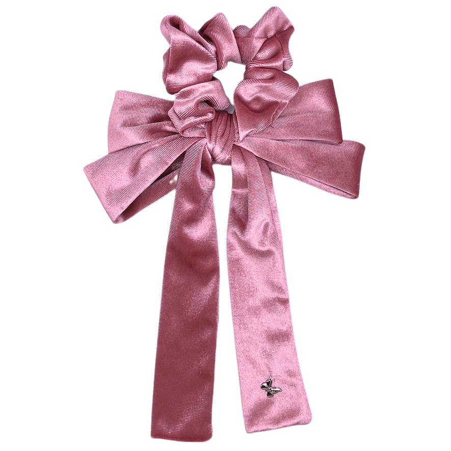 Velvet Scrunchie with Bow - Mauve