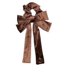 Load image into Gallery viewer, Velvet Scrunchie with Bow - Mocha
