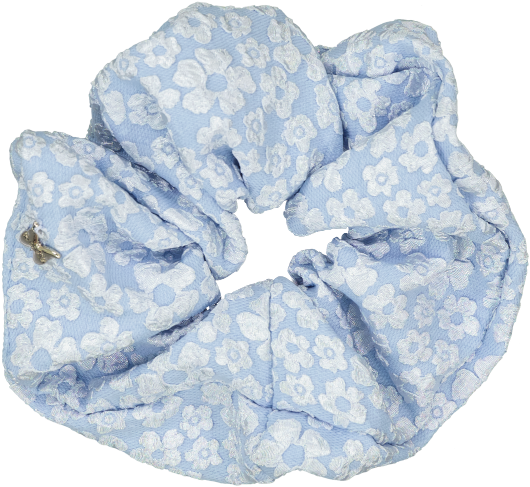 Textured Floral Oversized Scrunchie - Powder Blue