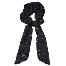 Load image into Gallery viewer, Denim Scrunchie with Tails - Black Denim
