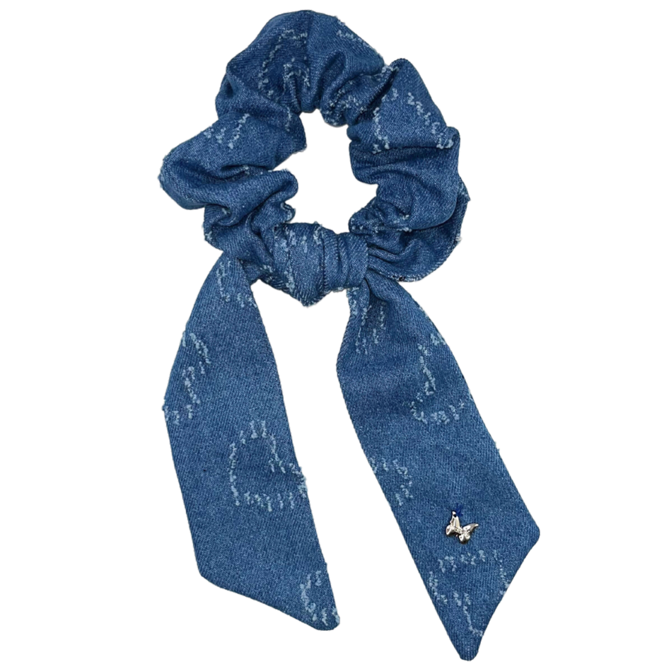 Denim Scrunchie with Tails - Chambray