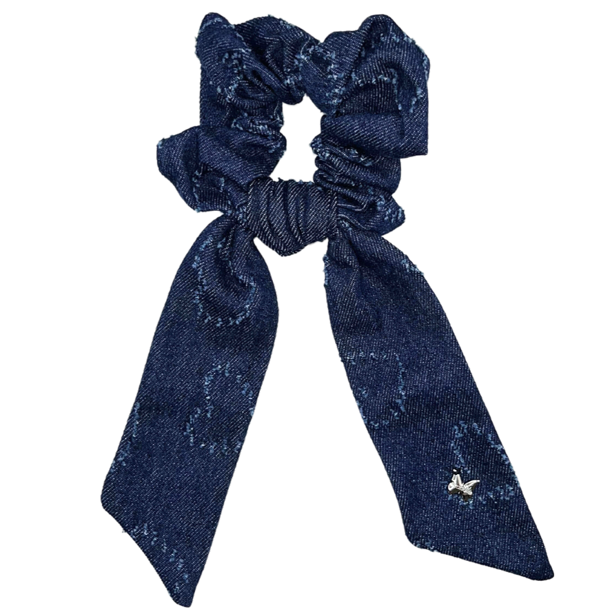 Denim Scrunchie with Tails - Denim