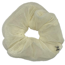 Load image into Gallery viewer, Pleated Tulle Oversized Scrunchie - Ivory

