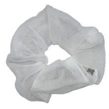 Load image into Gallery viewer, Pleated Tulle Oversized Scrunchie - White
