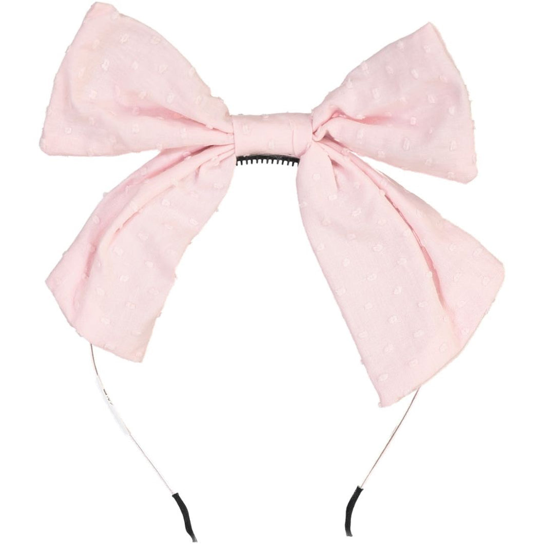 Cotton Dot Standing Bow Headband - Blush