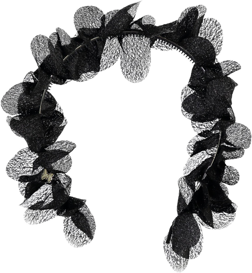 Ruffled Flower Headband - Black