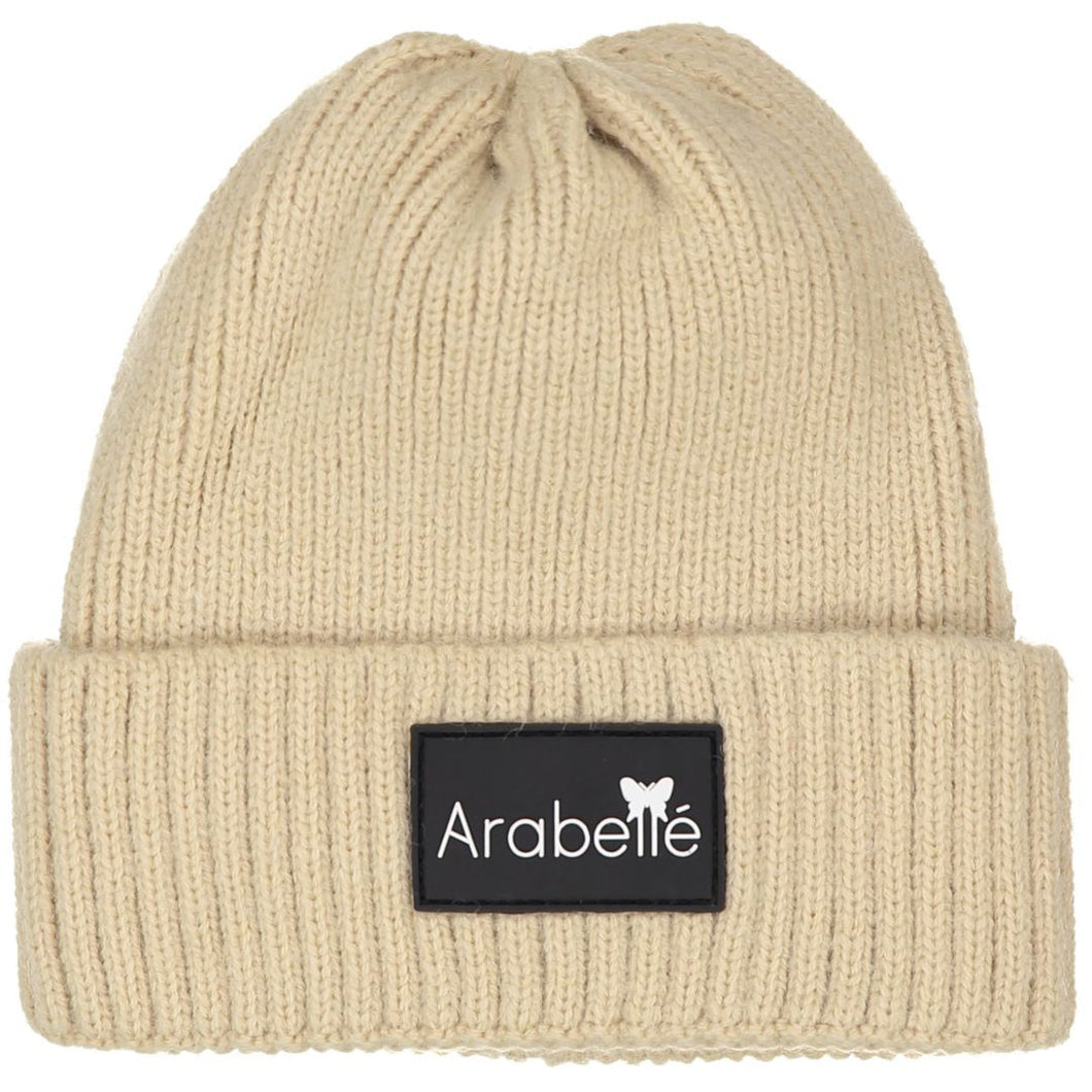 Chunky Ribbed Knit Cuffed Winter Beanie - Beige